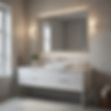 Bright white vanity illuminated by natural light
