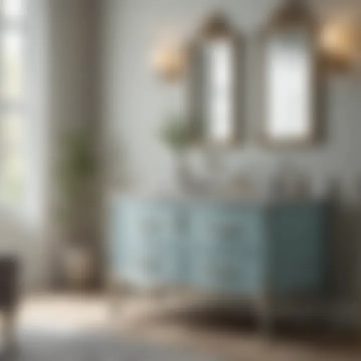 Soothing pastel blue vanity reflecting tranquility