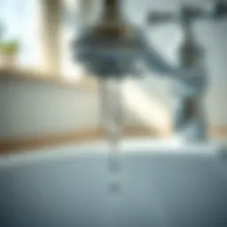 Close-up of a dripping bathtub faucet highlighting the leak