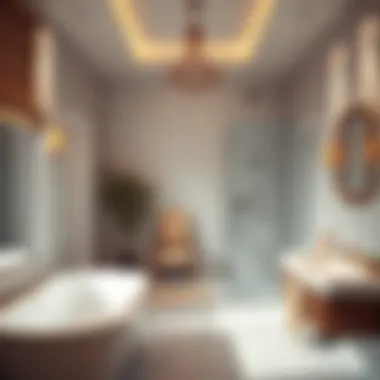 Contemporary bathroom with stylish tiles and lighting