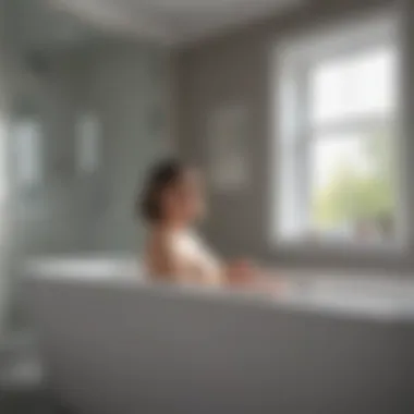 Homeowner enjoying newly resurfaced bathtub in a renovated bathroom