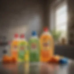 A vibrant array of laundry detergent bottles showcasing eco-friendly options.