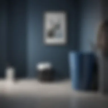 Elegant Blue Bathroom Trash Can in Contemporary Setting Elegant blue bathroom trash can complementing modern decor