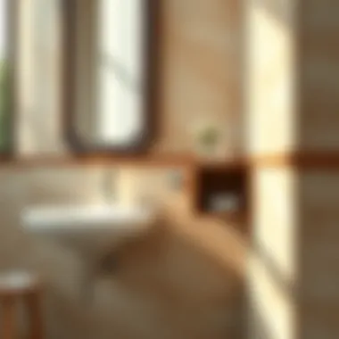 Close-up view of textured border tiles emphasizing material quality