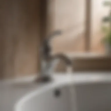 Identifying Faucet Leaks Close-up of a leaking faucet showing signs of wear and tear.