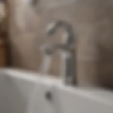 Installation of a brushed chrome faucet with tools beside it