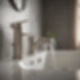 Brushed nickel faucet and sink in a modern bathroom