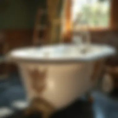 Close-up of intricate details on a clawfoot whirlpool bathtub