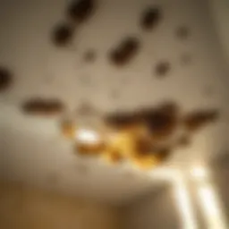 Mildew growth on a bathroom ceiling