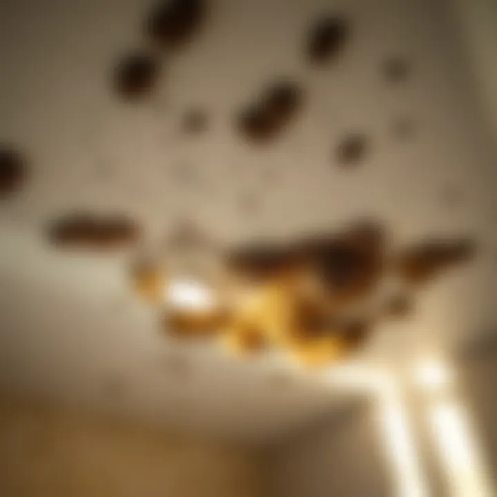 Mildew growth on a bathroom ceiling