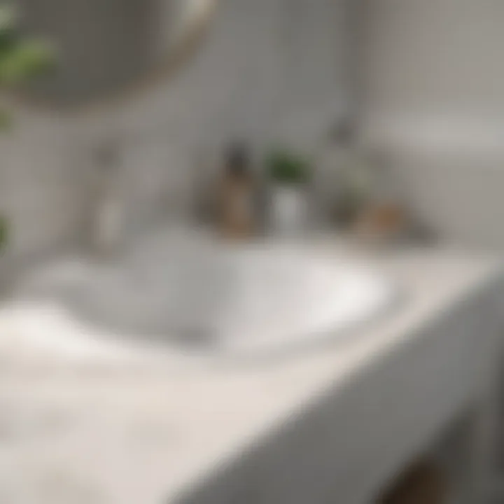 Close-up view of the smooth surface of the bathroom vanity top