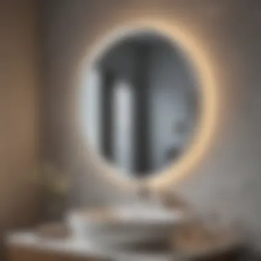 Contemporary round mirror with integrated LED lighting