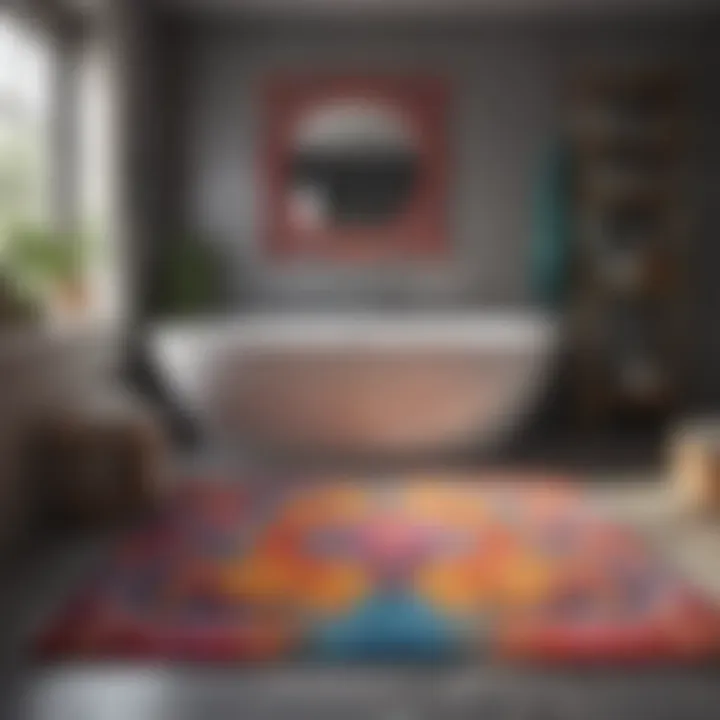 Brightly colored bathroom rugs enhancing a vibrant decor