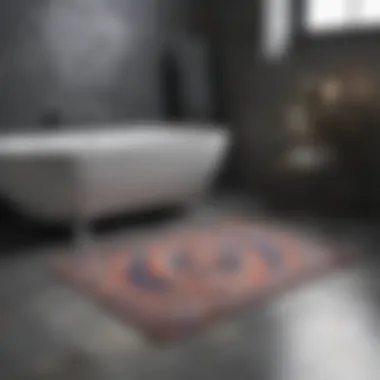 Stylish bathroom rug on a modern tile floor