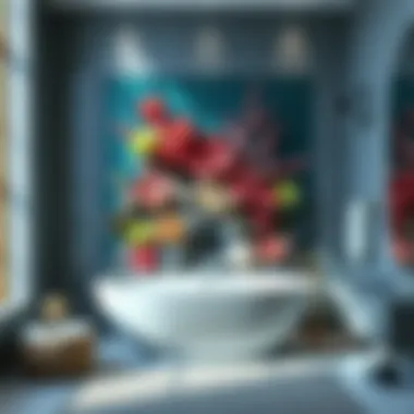 Luxurious coral reef wall art enhancing bathroom decor