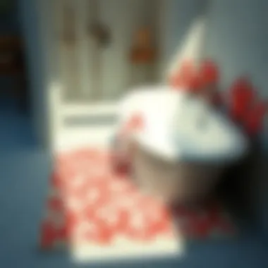 Elegant coral-themed bath mat with intricate patterns