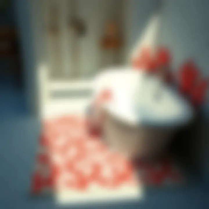 Elegant coral-themed bath mat with intricate patterns