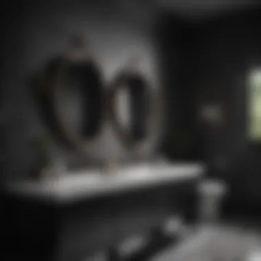 Contrasting Textures and Patterns Stylish black and white bathroom decor with contrasting textures and patterns