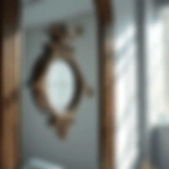 Intricate Details: The Art of Decorative Trim on Mirrors Close-up of a mirror with intricate decorative details