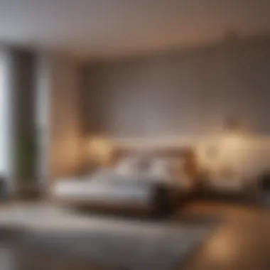 Minimalist Bedroom Design Elegant bedroom layout showcasing minimalist furniture and warm lighting