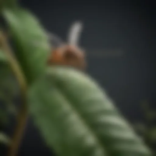 Close-up of a gnat on a plant leaf