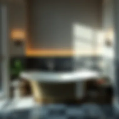 Luxurious 27-inch wide bathtub surrounded by beautiful tiles