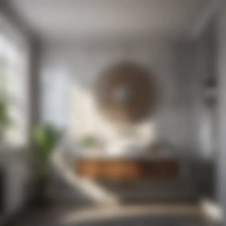 Stylish low profile fan blending with bathroom decor