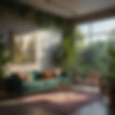 Lush Greenery in a Modern Living Space Lush greenery enhances a modern living room
