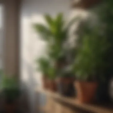 Indoor Plant Shelf Decor Stylish shelf adorned with various indoor plants