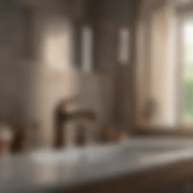Contemporary Bathroom with Bronze Touches Modern bathroom featuring bronze faucets