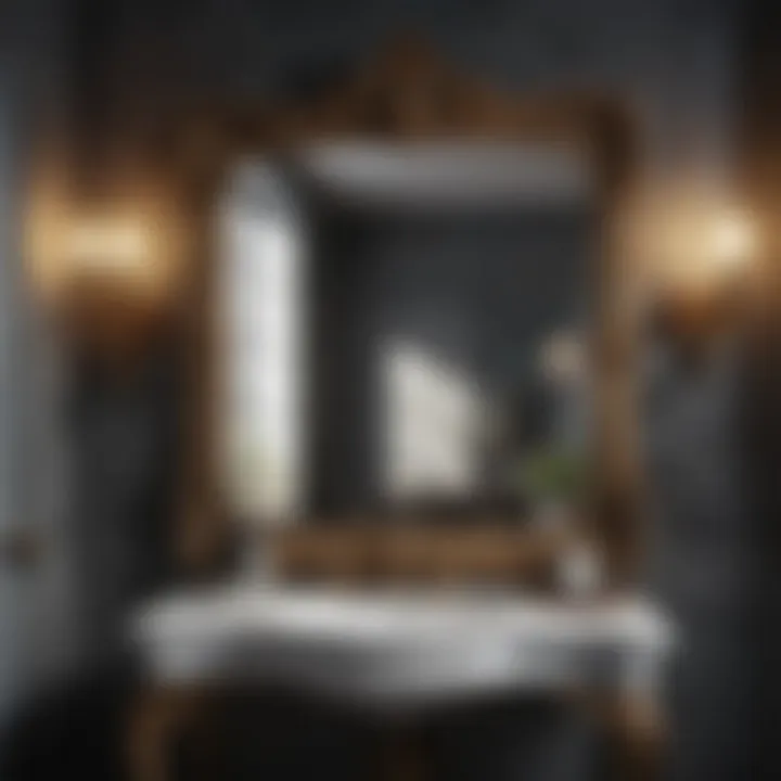 Vintage-style bathroom mirror with ornate frame