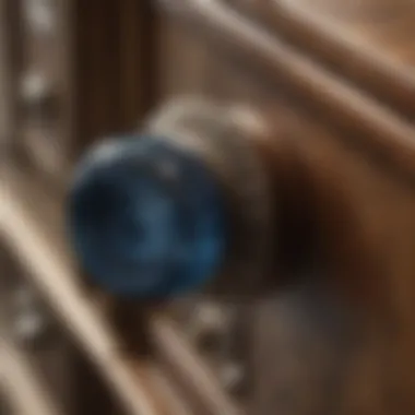 Materials That Make a Statement Close-up view of unique materials used in drawer knobs.