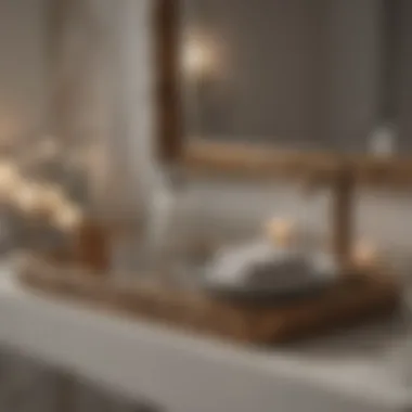Ceramic Elegance: Aesthetic Bathroom Tray Elegant ceramic bathroom tray with decorative items