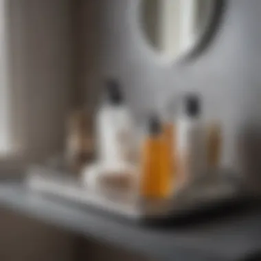 Modern Minimalism: Metal Bathroom Tray Stylish metal tray with organized toiletries