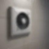 Different types of bathroom vents displayed in a showroom