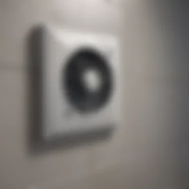 Different types of bathroom vents displayed in a showroom