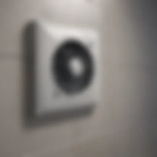 Different types of bathroom vents displayed in a showroom