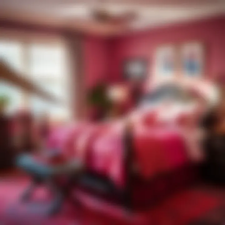 Colorful bedding and accessories enhancing bedroom charm