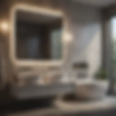 Elegant Bathroom with Integrated Bluetooth Lighting Elegant bathroom featuring integrated Bluetooth lighting