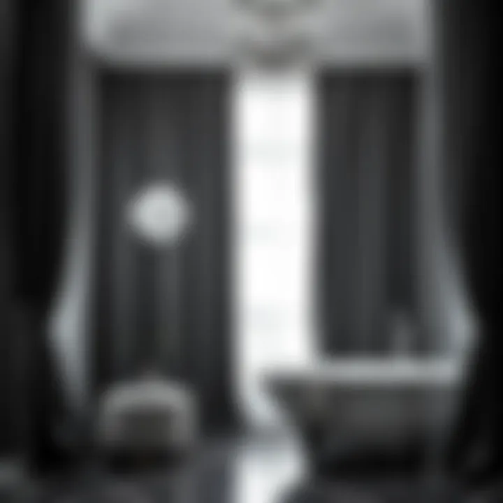 Luxurious blackout curtains in a black and white theme for ultimate privacy