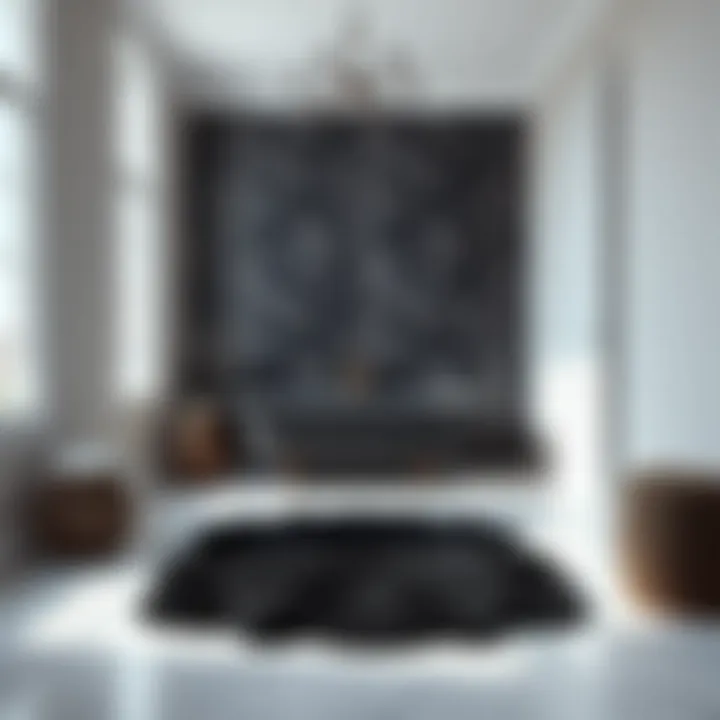 Cozy black bathroom rug providing comfort and warmth in a serene setting