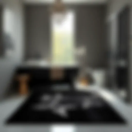 Elegant black bathroom rug enhancing a modern bathroom decor