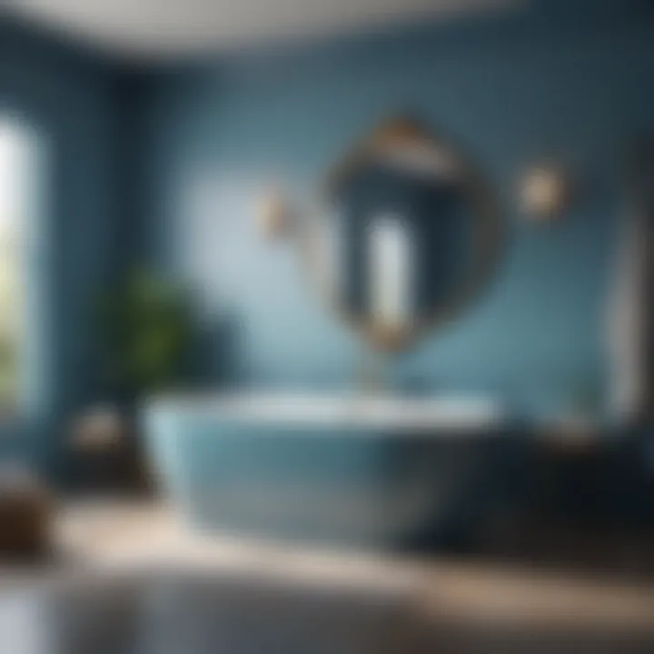 Tranquil blue bathroom showcasing a soothing atmosphere.