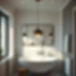 Modern pendant lighting in a chic bathroom