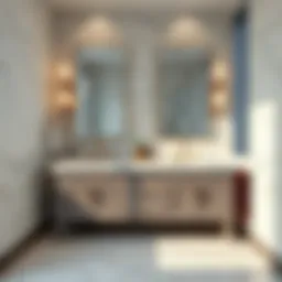 Elegant marble designer bath vanity with modern fixtures
