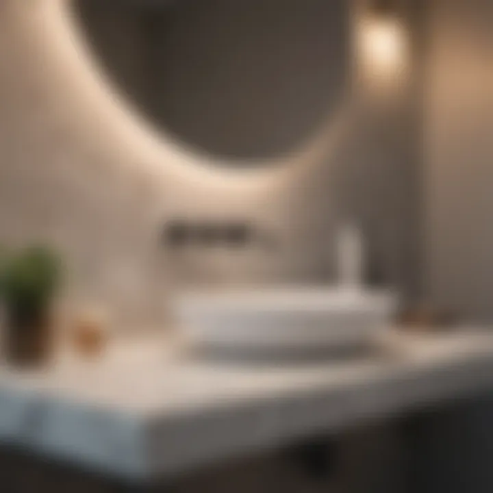 Modern quartz countertop in a sleek bathroom setting