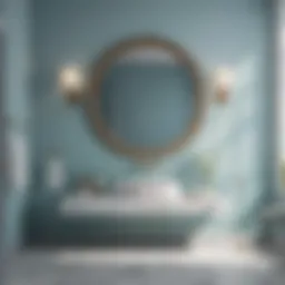 Serene bathroom featuring a calming blue and white color scheme