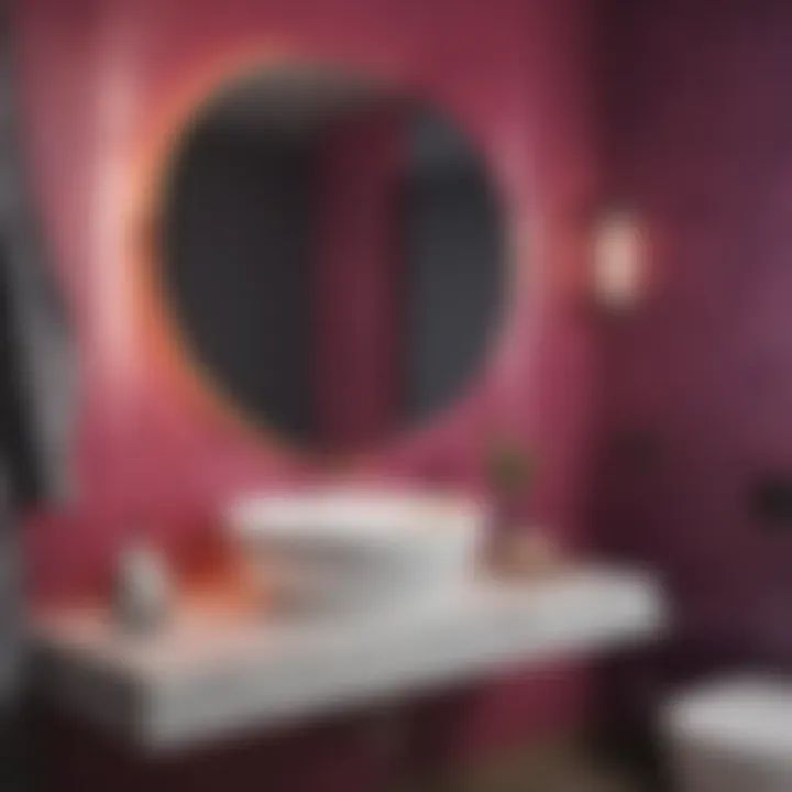 Trendy bathroom showcasing a vibrant color mix with modern fixtures