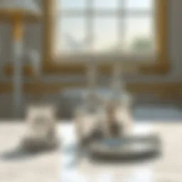 Luxurious silver bath accessory set showcased on a marble countertop