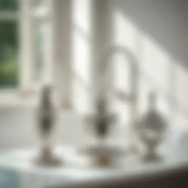 Maintenance tips displayed with silver bath accessories in a serene setting